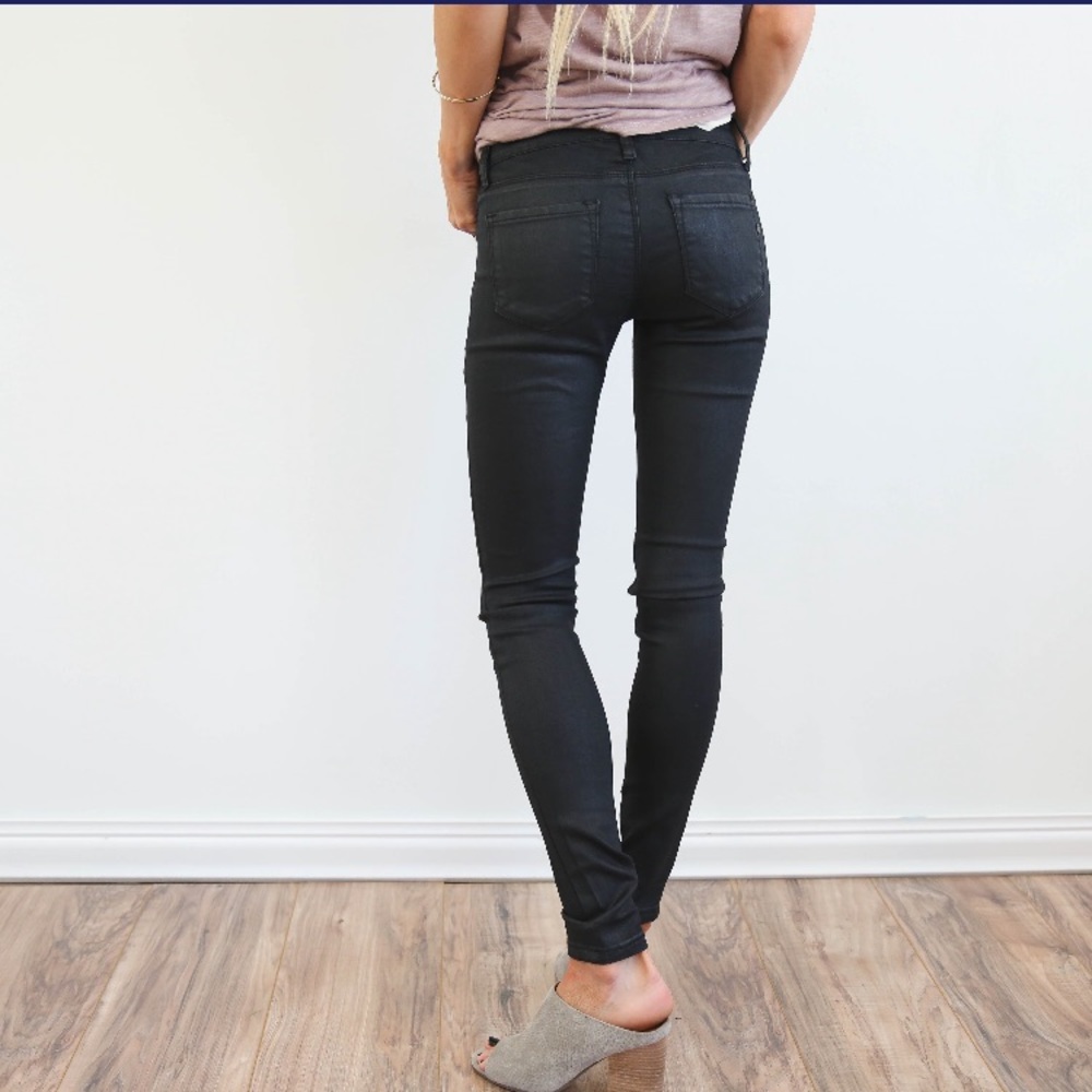 Waxed black jeans NEW NWT Leather inspired denim